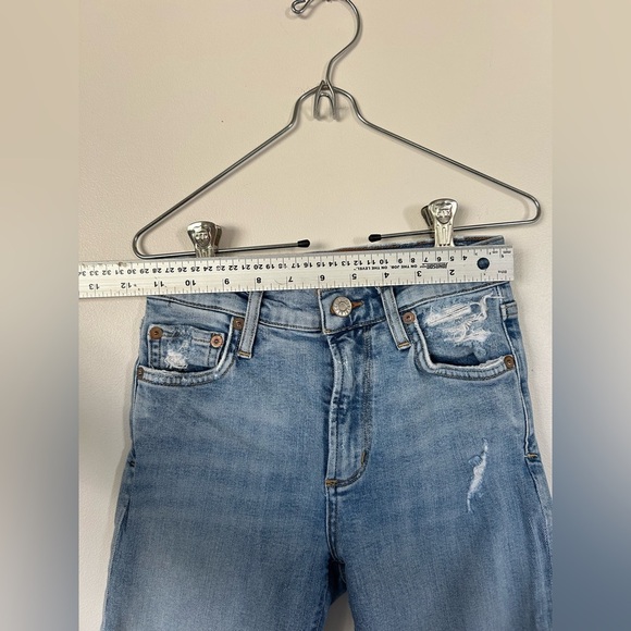 Agolde Sophie Crop in Outsider Denim Blue Jeans Distressed Size 23 - Picture 4 of 9